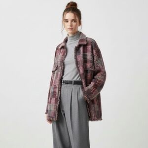 Zara Plaid Jacket - Pink and Burgundy